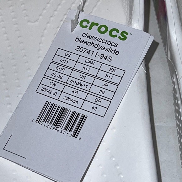 Crocs Classic Bleach Dye Slide Sandals White 207411-94S White Size M11 New main image 12